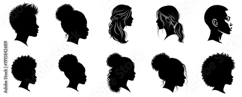 Silhouette Hairstyles of Diverse People