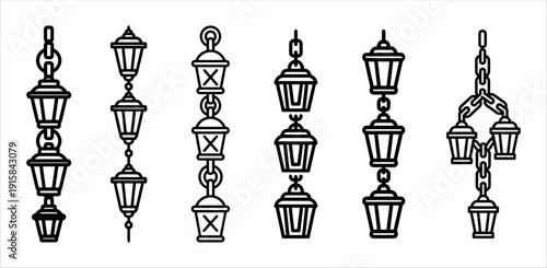 Decorative lantern string icons with tassels for Ramadan holiday branding and event invitations