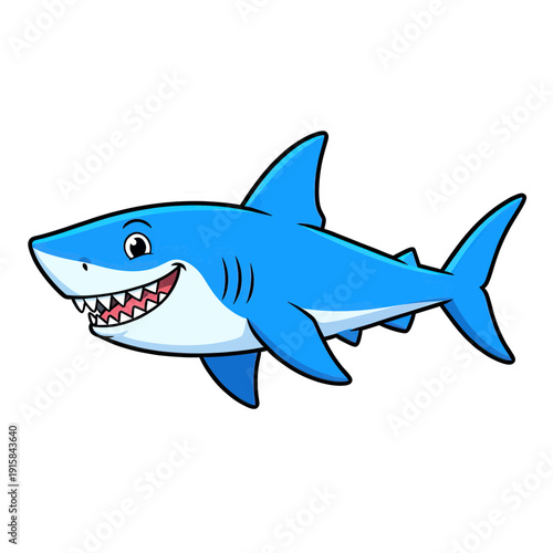 Blue Shark Vector Icon With Smiling Face