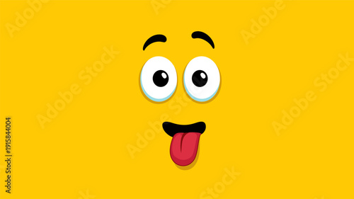 Funny cartoon character face with tongue sticking out. Cartoon character face showing a playful expression with wide eyes and tongue sticking out