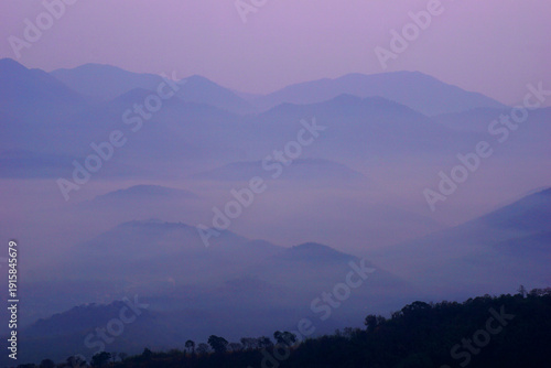 sea fog on the mountain hills
