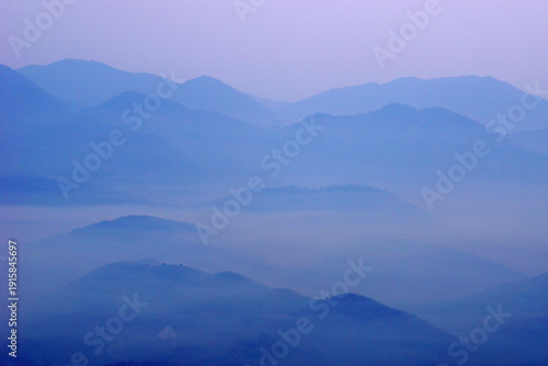 sea fog on the mountain hills