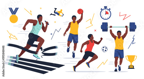 Athletes Engaging in Various Sports Activities.