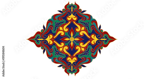 Vibrant Symmetrical Geometric Pattern Design Element.