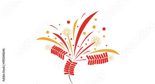 Red and Yellow Fireworks Exploding in Air.