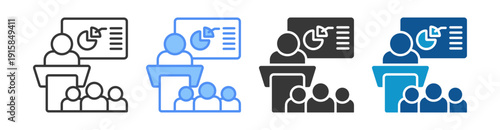 Seminar Icon Set Multiple Style Collection