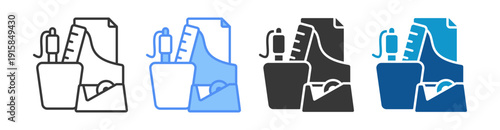Office Materials Icon Set Multiple Style Collection