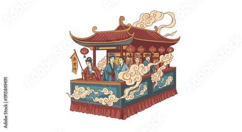 Intricately Designed Chinese Temple Model Display.