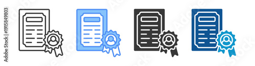 Certificate Icon Set Multiple Style Collection