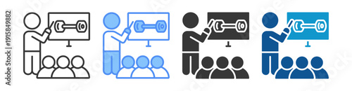 Training Program Icon Set Multiple Style Collection