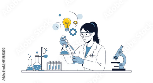 Female Scientist Conducting Laboratory Experiment.