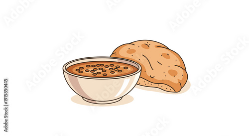 Bowl of Coffee with Croissant.