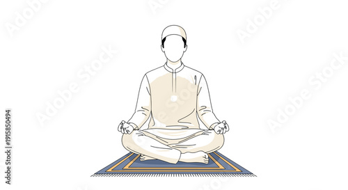 Man Meditating in Lotus Position on Mat.