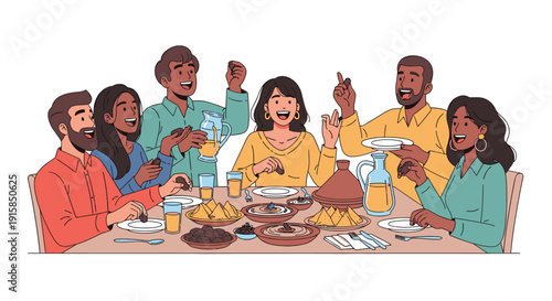 Group of People Toasting During Meal.