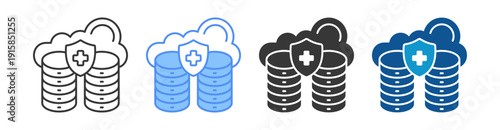 Secure Data Icon Set Multiple Style Collection