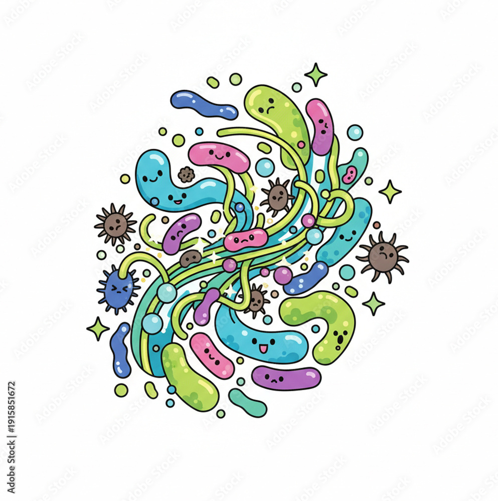 Obraz premium 腸内細菌イラスト