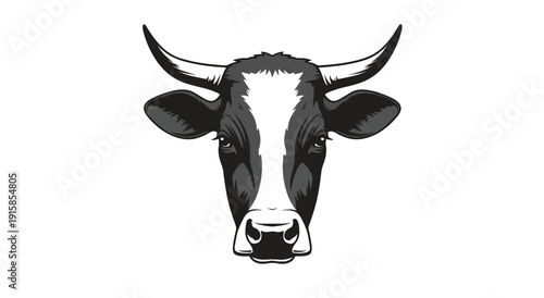 Black and White Cow Head Illustration 5.