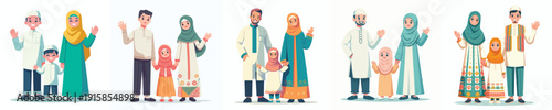 Muslim couple vector say hello ramadan kareem