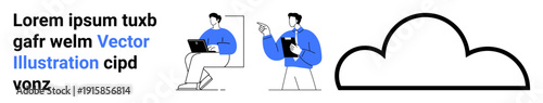Cloud computing, workplace collaboration, digital transformation, remote work, technology integration, productivity. Professionals interacting with cloud and technology. Cloud computing and workplace