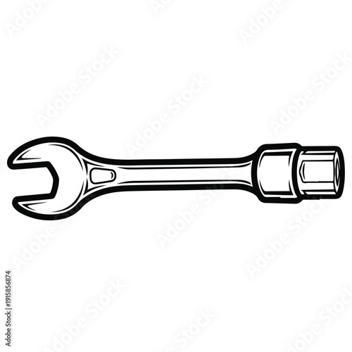 Adjustable combination spanner isolated on white background