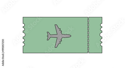 Airplane on Ticket Illustration Depicting Travel Concept in a Simple Graphic Style