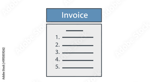 Detailed invoice template illustration with numbered blank lines for financial documentation purposes
