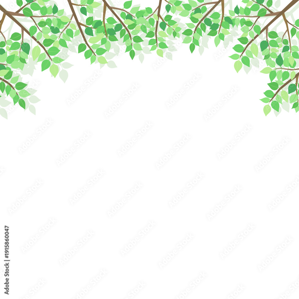 Obraz premium 新緑の葉のフレーム2_正方形