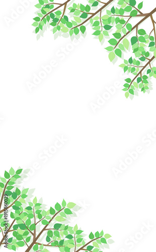 新緑の葉のフレーム1_縦