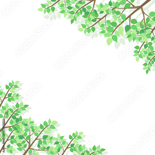 新緑の葉のフレーム1_正方形