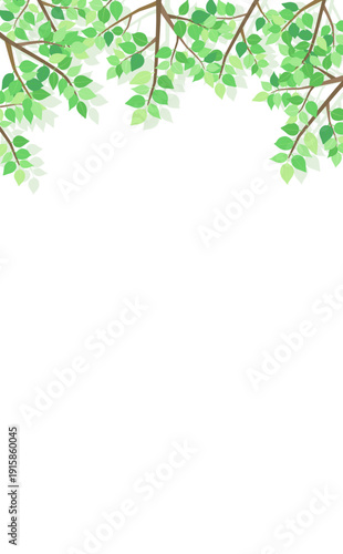 新緑の葉のフレーム2_縦