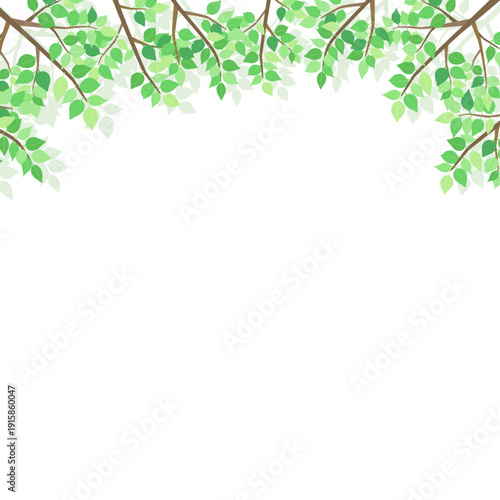 新緑の葉のフレーム2_正方形