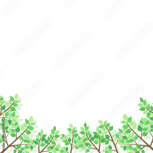 新緑の葉のフレーム3_正方形