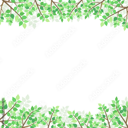 新緑の葉のフレーム4_正方形