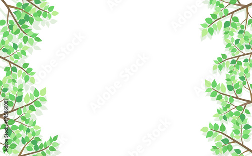 新緑の葉のフレーム5_横