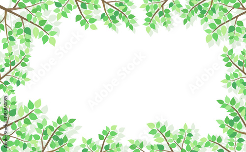 新緑の葉のフレーム6_横