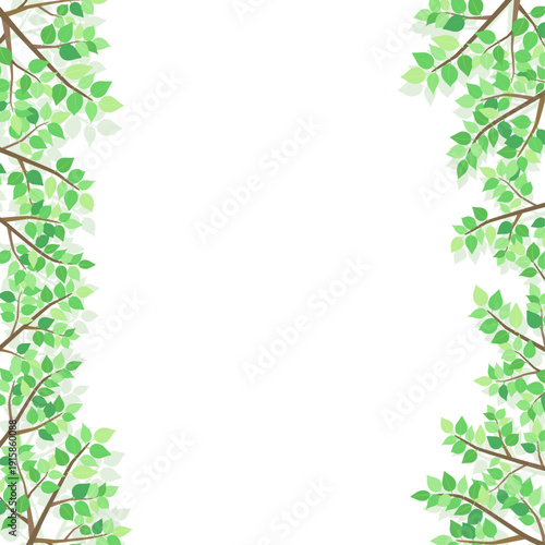 新緑の葉のフレーム5_正方形