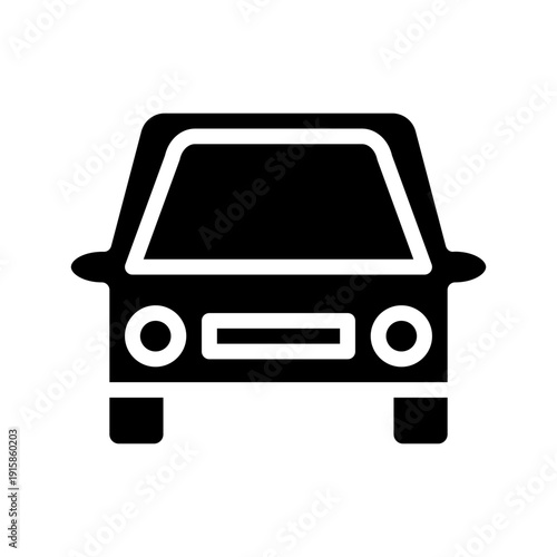 Simple black car icon for transportation and automotive designs