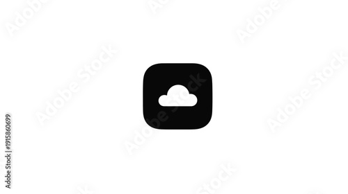 A white cloud graphic sits inside a black rounded square on a plain white background