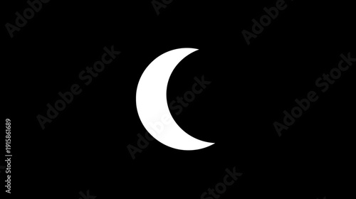 A starkly contrasted image featuring a bright white crescent moon against a black background