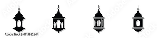 These icons fall under the Flat Vector Silhouette and Pictogram categories. Specifically, they are Cultural/Religious Symbols designed with a minimalist aesthetic