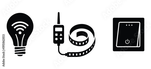 Smart house iot devices electronics remote control technology equipment isolated on transparent