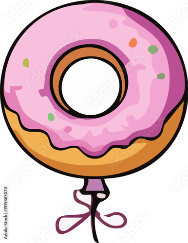 Pink Donut Balloon Illustration.