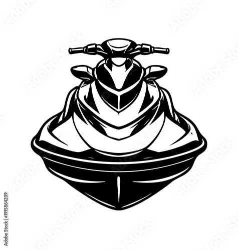 Front view of a jet ski with symmetrical composition, handlebar and bow centered