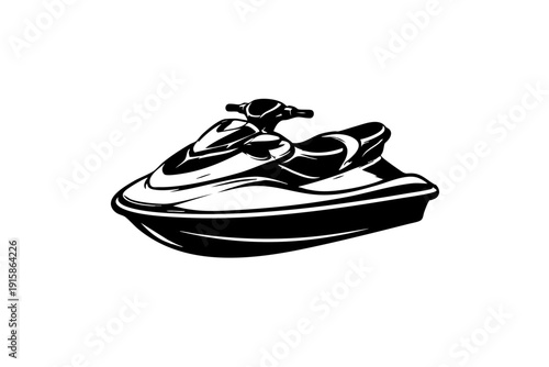 Minimal icon-style silhouette of a jet ski with clear hull and handlebar outline