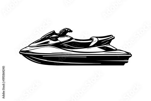 Side profile view of a jet ski showing sleek compact hull and seat form