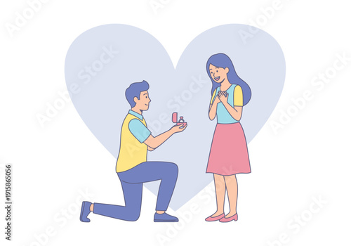 Man proposing to woman with a ring in a romantic gesture