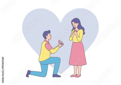 Man proposing to woman with ring in romantic gesture