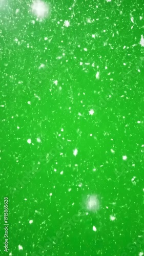 Green Screen snow falling on scene 3 with distortion, overlay, glitch, static noise, scan lines black background, 4k animated video loop
