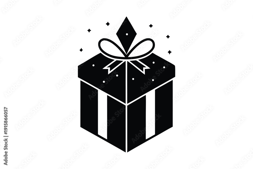 Fototapeta premium 3D Style Gift Box Icon with Holiday Decorative Elements and Ribbons