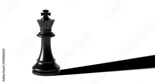 3D black chess queen piece falling off white edge symbolizing strategy risk